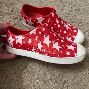 Native Kids Red and White Star Sneakers
